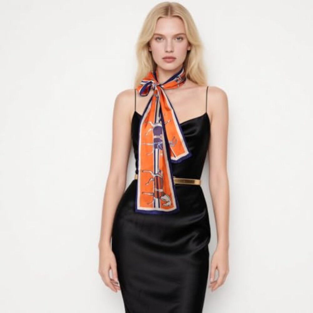 Satin Silk Scarf Elegant Multi-Function Head Wrap… - image 5